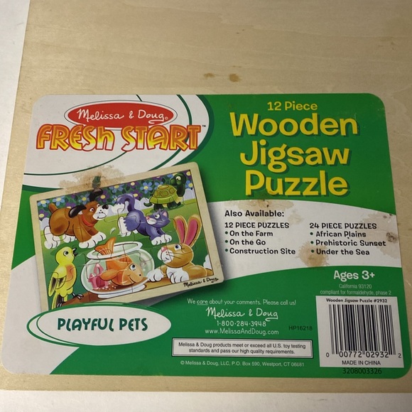 Melissa & Doug 12 piece wooden puzzle for ages 3 and up. Playful Pets - Picture 6 of 7